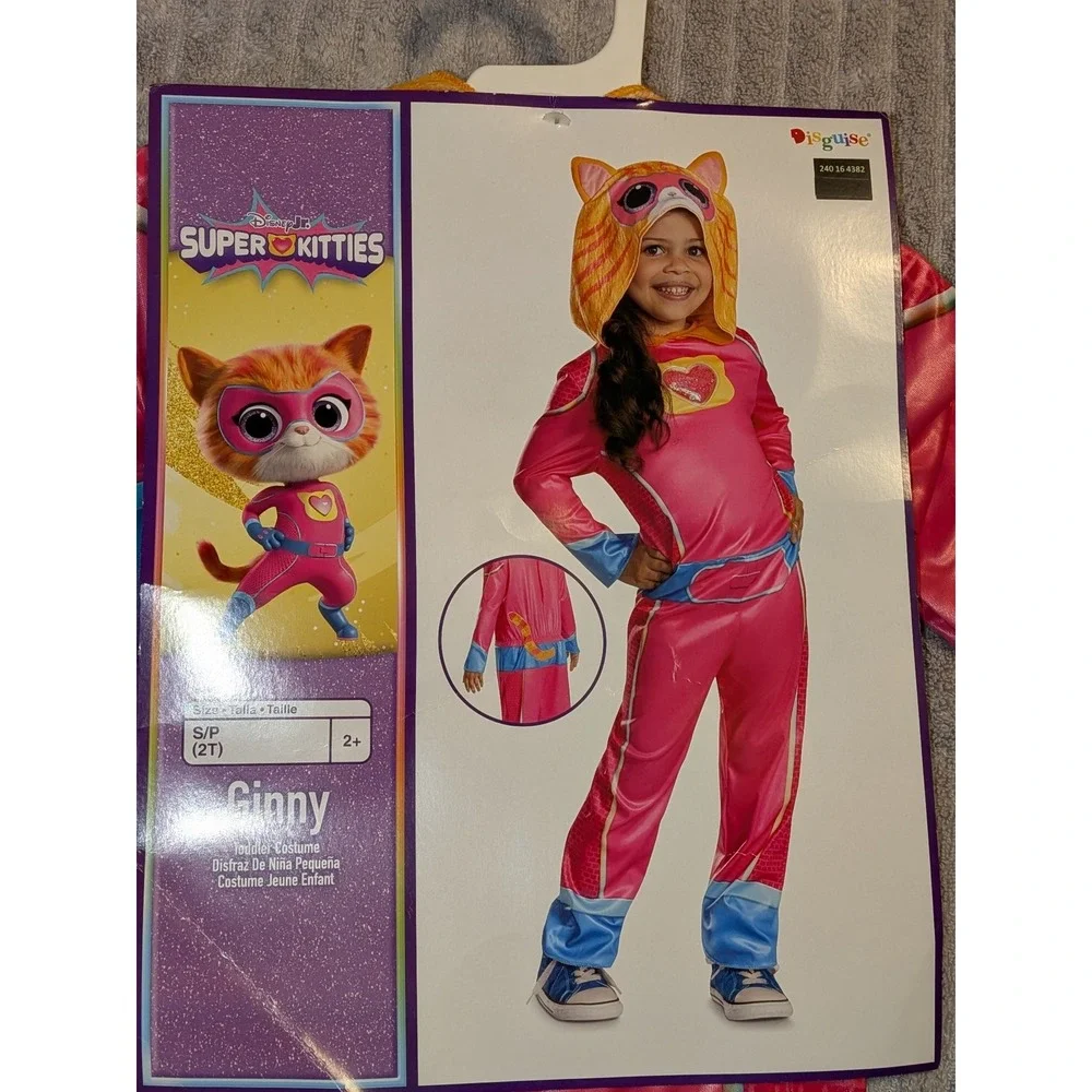 Disney‎ Super Kitties Ginny Toddler Costume 2T Pink Cat Ears Hooded Jumpsuit NWT - Picture 3 of 6
